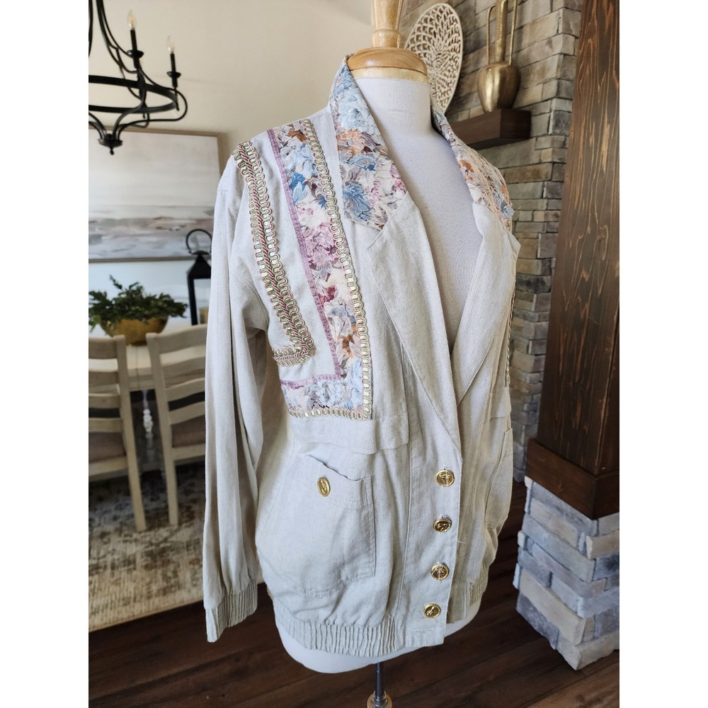 Saint Germain Paris Vintage Floral Tapestry Bomber Jacket Blazer Cottsgecore S